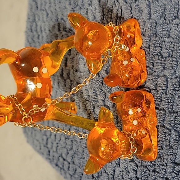 Vintage 3 Bambi Acrylic Figurines  Orange Artoff 60 or 70s Retro Mid Century - Picture 9 of 12